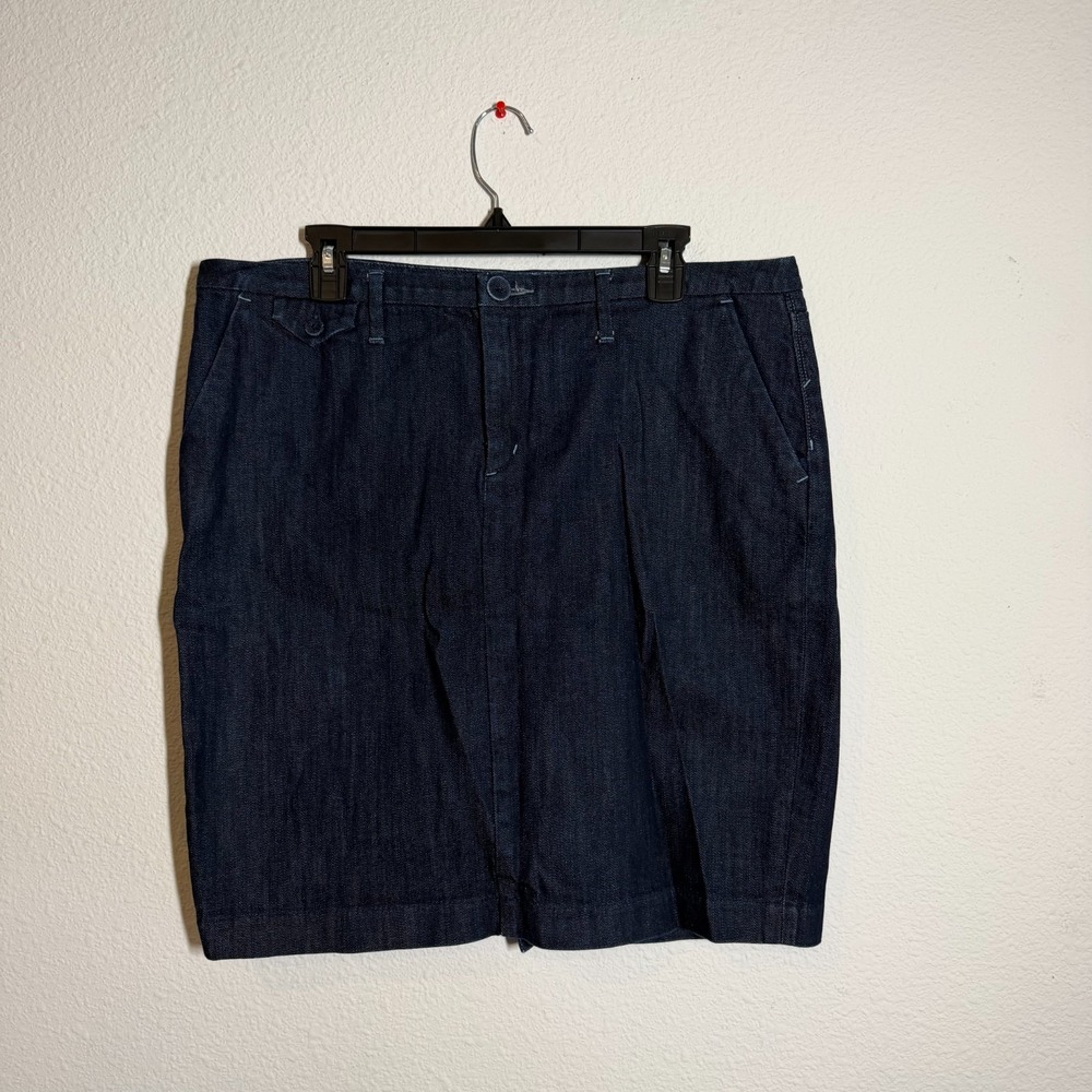 Banana Republic Skirt Womens 14 Dark Blue Denim Stretch Slash Pockets‎ Back Slit